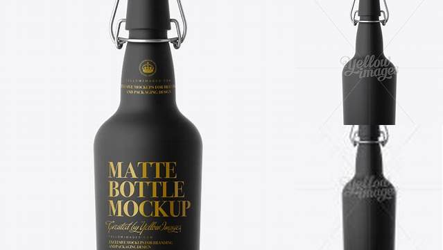 9109+ Black Matte Beugel Bottle PSD Mockup Front View Creative Free Photoshop Template