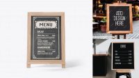 9116+ Street Menu Board PSD Mockup Half Side View Advanced Editable Template Free