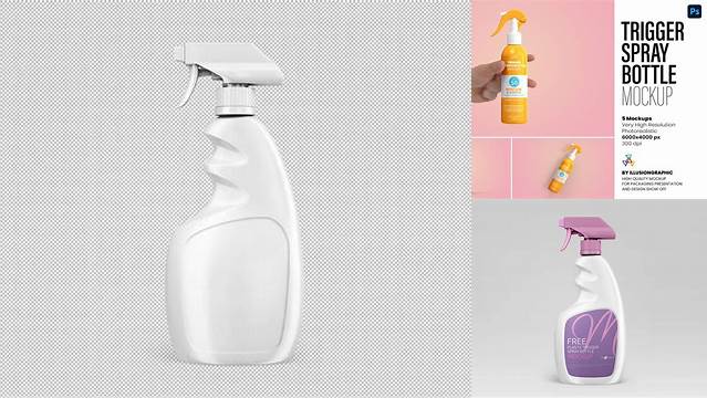 9116+ Trigger Spray Bottle Mockup Easy to Use PSD