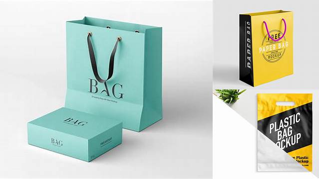 9117+ Box with 6 Matte Bags PSD Mockup Editable Photoshop Free Mockup