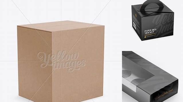 9119+ Paper Box PSD Mockup Half Side View high-angle shot Creative Free PSD Graphic Design