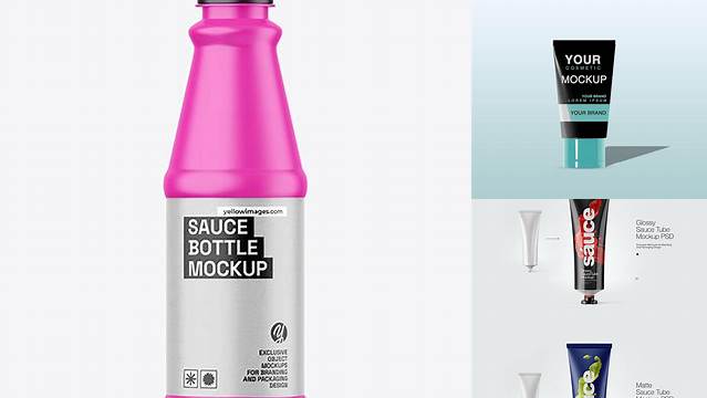 9124+ Matte Sauce Tube PSD Mockup High-End PSD Download