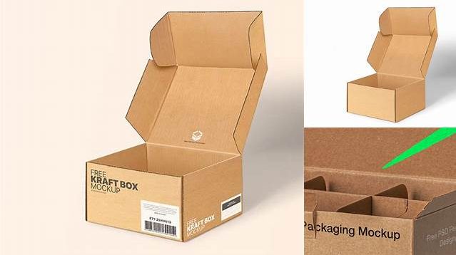 9124+ Opened Kraft Box PSD Mockup Side View Modern Free PSD Template