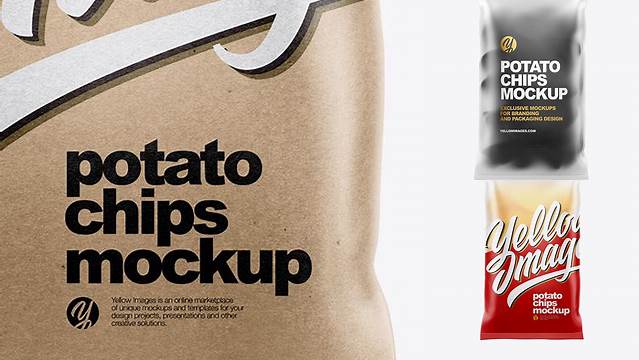 9125+ Frosted Plastic Bag With Corrugated Potato Chips PSD Mockup Exclusive Free Creative Mockup File