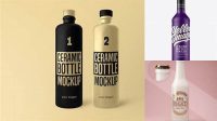 9130+ 500ml Matte Ceramic Bottle PSD Mockup High-End Creative PSD Template