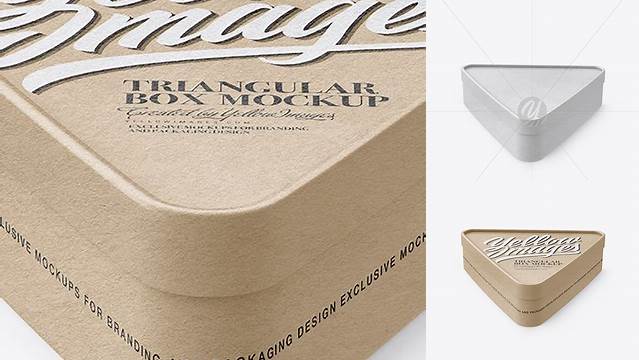 9133+ Kraft Paper Triangular Box PSD Mockup High-Angle Shot Best Free Mockup PSD