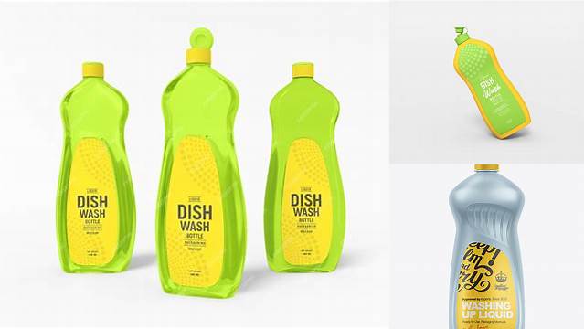 9135+ 1L Dishwashing Liquid Bottle PSD Mockup Free Mockup PSD Template