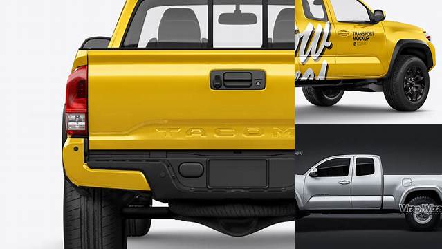 9135+ Toyota Tacoma TRD Off-Road 2016 PSD Mockup Back Half Side View Exclusive Free Photoshop Mockup