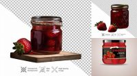 9137+ Glass Jar with Strawberry Jam PSD Mockup High-Quality Design Free PSD