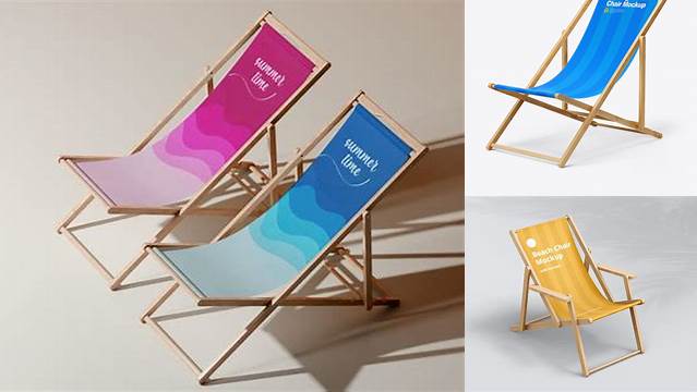 9138+ Folding Beach Chair PSD Mockup Half Side View Smart Editable Design Mockup