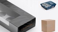 9145+ Paper Box PSD Mockup Half Side View High-Angle Shot Advanced Editable PSD