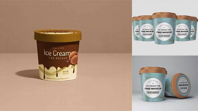 9146+ Glossy Ice Cream Tub PSD Mockup High-Angle View Versatile and Modern PSD Mockup