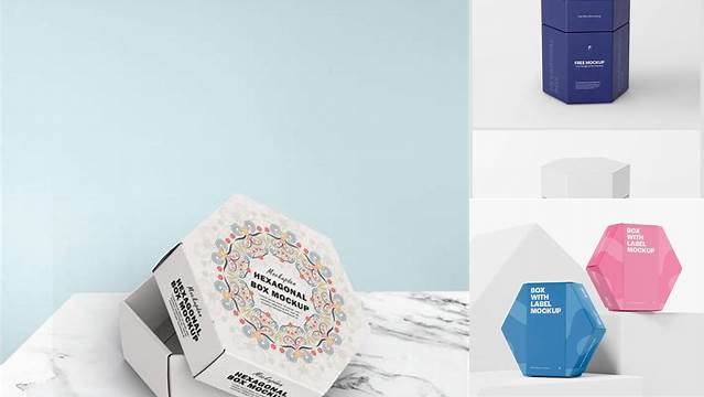 9150+ Hexagonal Box Mockup Exclusive PSD Design Freebie