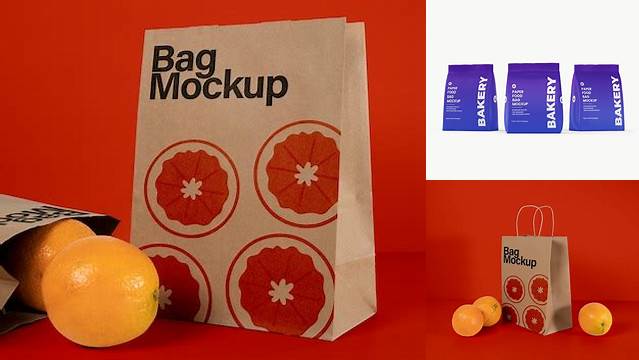 9150+ Matte Bag with Oranges PSD Mockup Advanced Editable PSD