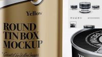 9156+ Metallic Tin Can PSD Mockup Front View High-Angle Shot Elegant PSD Mockup