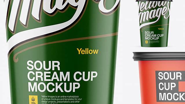 9158+ Matte Sour Cream Cup PSD Mockup Creative Design Mockup