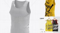 9161+ Mens Tank Top HQ PSD Mockup Half-Turned View Custom Graphic Resource Free Download