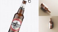 9163+ Amber Glass Lager Beer Bottle PSD Mockup Photoshop Freebie