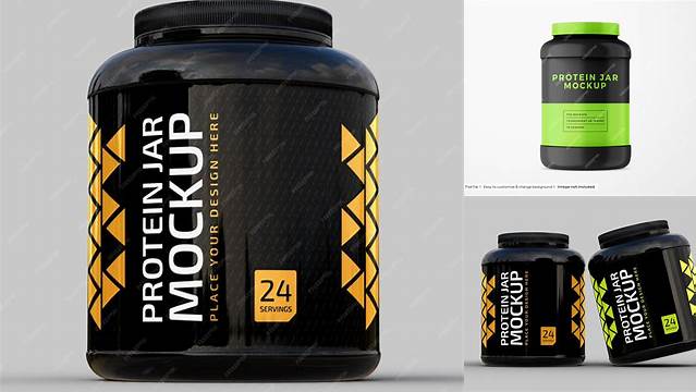 9165+ 4.59LB Protein Jar PSD Mockup Advanced and Editable PSD Template Free