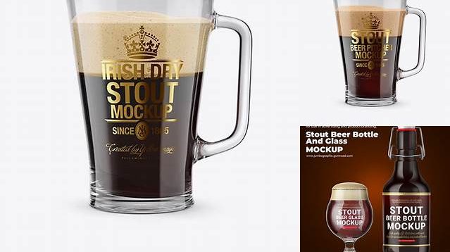 9166+ Stout Beer Pitcher PSD Mockup Photoshop Freebie