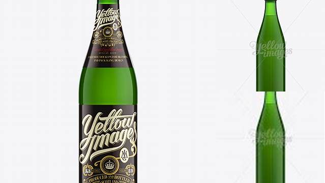 9168+ 500ml Vichy Green Bottle Mock-up Versatile and Elegant PSD File