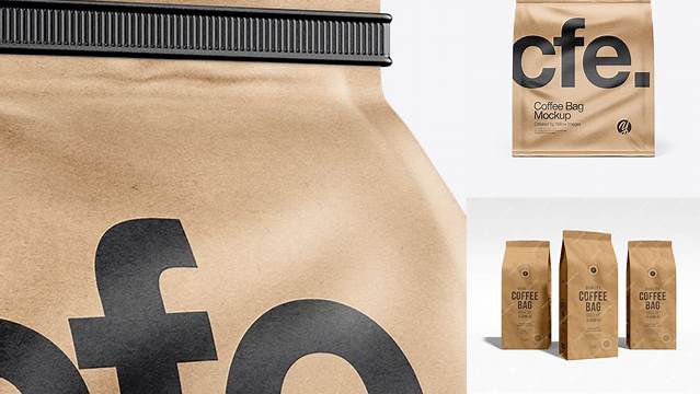 9169+ Kraft Paper Coffee Bag With Tin-Tie PSD Mockup For Free Download