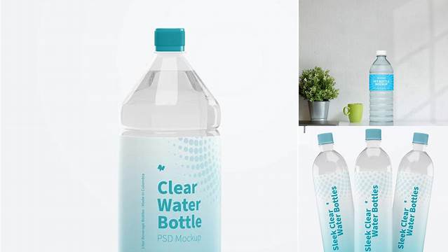 9170+ Clear PET 1L Water Bottle PSD Mockup High-End Photoshop Mockup