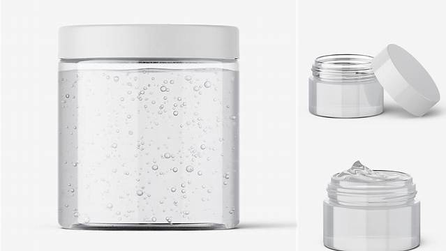 9172+ Opened Clear Jar With White Gel PSD Mockup High-Angle Shot Free PSD for Designers