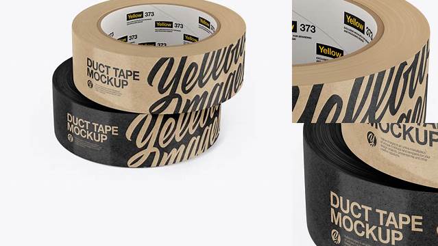 9172+ Two Kraft Duct Tape Rolls PSD Mockup Best for Showcase