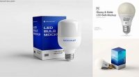 9174+ Glossy LED Bulb PSD Mockup Unique and Creative Free PSD File