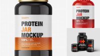 9174+ Matte Protein Jar With Glossy Cap PSD Mockup Free Mockup PSD Template