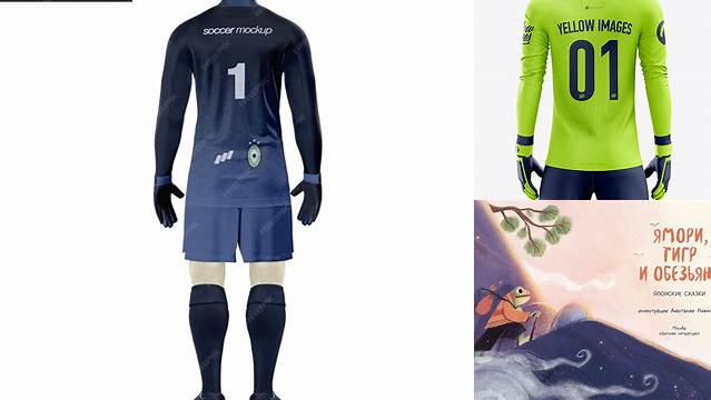 9174+ Men’s Full Soccer Goalkeeper Kit PSD Mockup Back View Advanced Photoshop Template