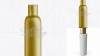 9178+ Gold Plastic Cosmetic Bottle with Lid 150 ml Editable and Customizable PSD