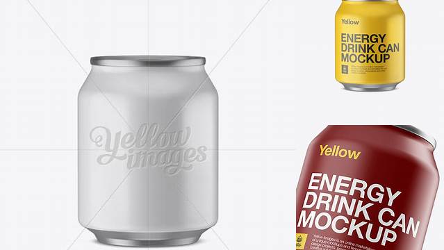 9179+ 250ml Matte Aluminium Can PSD Mockup Eye-Level Shot Editable and Customizable PSD