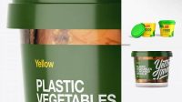 9180+ Glossy Plastic Container With Vegetables PSD Mockup Eye-Level Shot High-End Photoshop Mockup