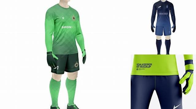 9182+ Men’s Full Soccer Goalkeeper Kit PSD Mockup Front View Custom Design Freebie PSD