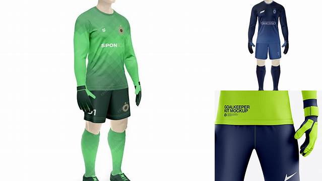 9182+ Men’s Full Soccer Goalkeeper Kit PSD Mockup Front View Custom Design Freebie PSD