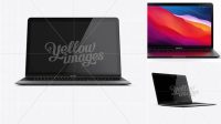 9183+ Apple MacBook Space Grey PSD Mockup 3/4 Left View High-Quality Editable PSD