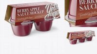 9185+ Berry Apple Sauce 4-4 Oz. Cups PSD Mockup Halfside View Professional Photoshop Design Freebie