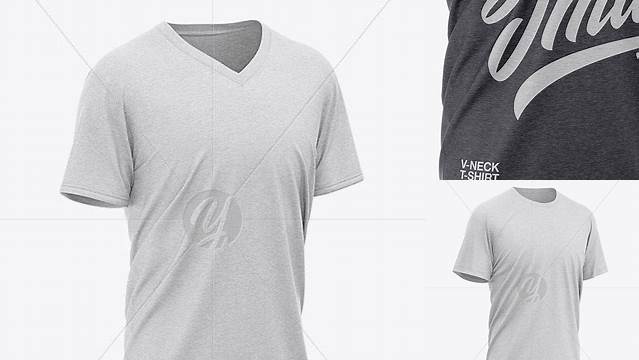 9185+ Men’s Heather Loose Fit T-Shirt Front Half-Side View Free PSD for Designers