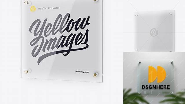 9185+ Square Glass Nameplate PSD Mockup Half Side View PSD Free Download