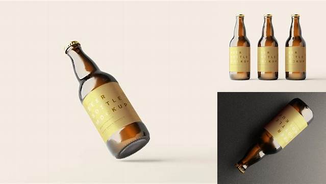 9189+ Dark Amber Beer Bottle PSD Mockup Free PSD for Designers