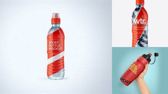 9191+ 500ml Water Bottle with Sport Cap PSD Mockup Shrink Sleeve Labeling Editable Photoshop Free Mockup