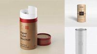 9194+ Matte Paper Tube PSD Mockup High-Angle Shot High-Quality Creative PSD