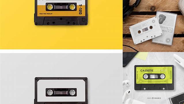 9195+ Compact Cassette PSD Mockup Front View Professional Photoshop Design Freebie