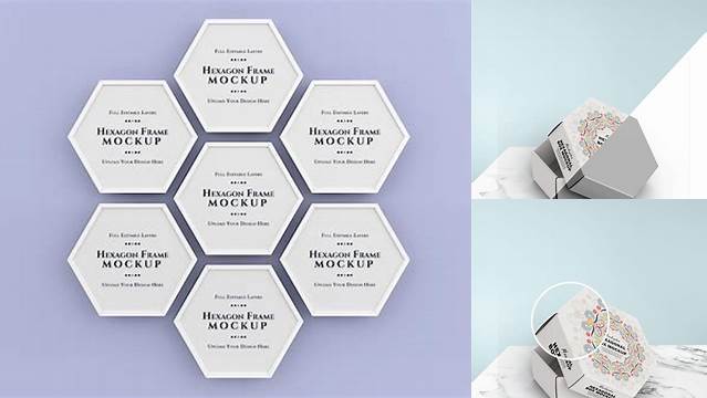 9195+ Hexagon Mockup Free Easy-to-Use PSD Template