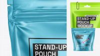 9195+ Matte Metallic Stand Up Pouch PSD Mockup Front View Digital Resource Free Download