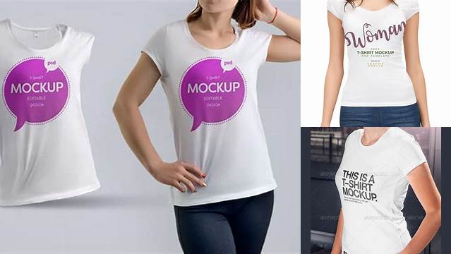 9196+ Woman’s T-Shirt PSD Mockup Side View Download Free PSD