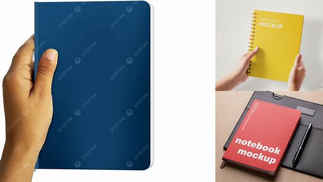 9197+ Notebook in a Hand PSD Mockup Versatile Photoshop File