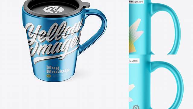 9200+ Matte Metallic Mug with Cap PSD Mockup Front View Include TIFF